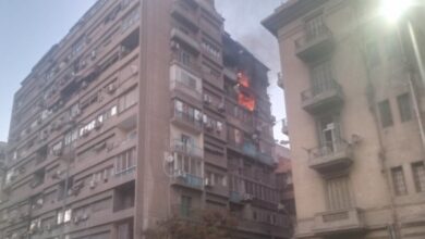 حريق هائل داخل شقتين بأحد عقارات شارع مراد بالجيزة