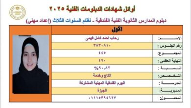 صور أسماء أوائل الدبلومات الفنية 2025 ..ورابط النتيجة على موقع صدى البلد